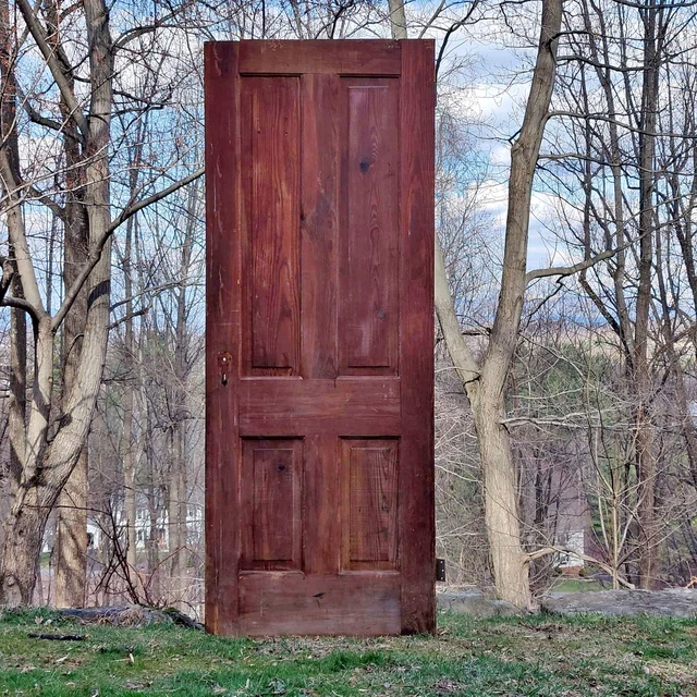 Antique Farmhouse 4 Panel Pine Solid Wood Door Stained Wyth County Virginia