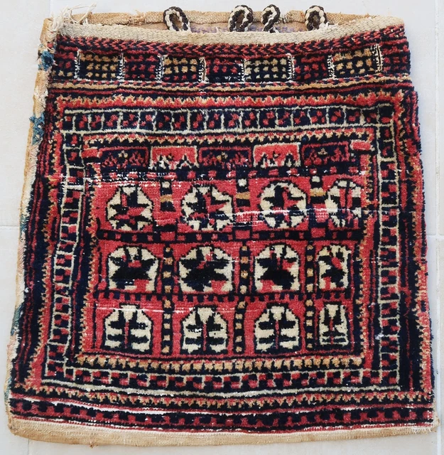 Tapis rug textile dessus de sac ancien Tribal Oriental 20e siecle