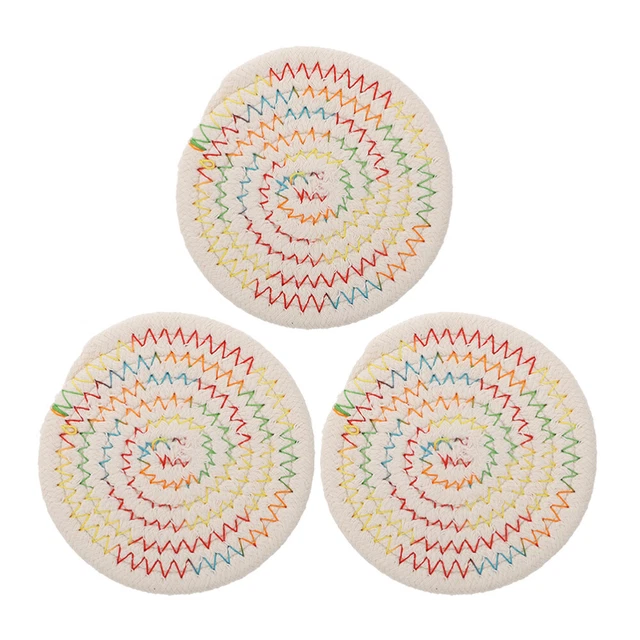 3 pz pannelli isolanti corda cotone tovaglia in Makramee Colorful