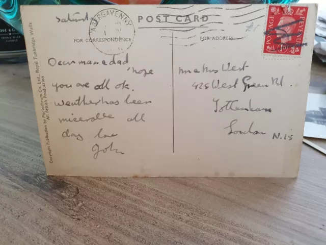 Genealogy Postcard Mr Mrs West 428 Green Road Tottenham N.15.