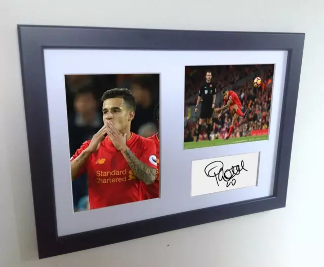 Signed Coutinho Liverpool Autographed Photo Photograph Picture Frame Print A4