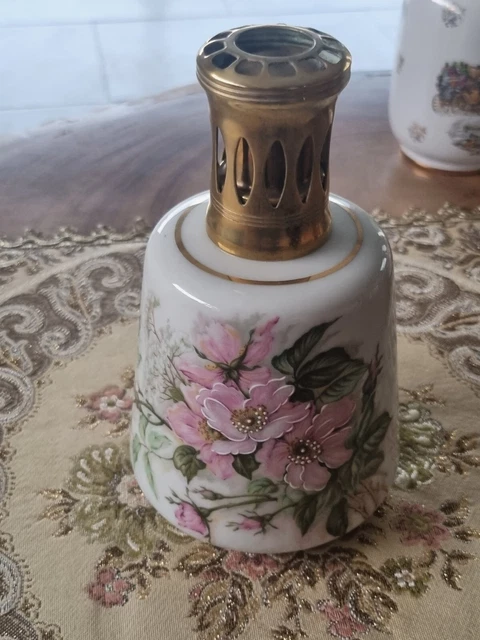 Lampe Berger Camille Tharaud – Porcelaine Fleurs Roses – XXe – Diffuseur Aromathérapie