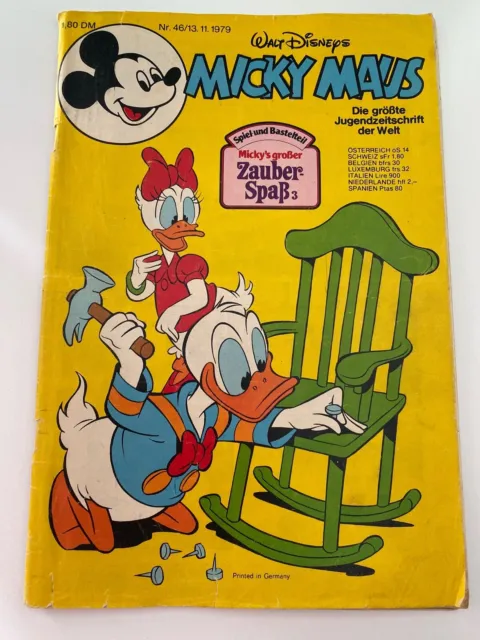 Disney Micky Maus Ehapa Heft Nr. 46 Comic 13.11.1979 Vintage - mit Beilage