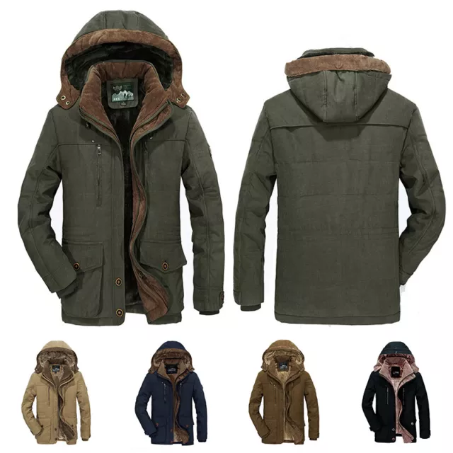 Cappotto Invernale Giacca Parka Zip Termico con Cappuccio Caldo Lungo Spesso -