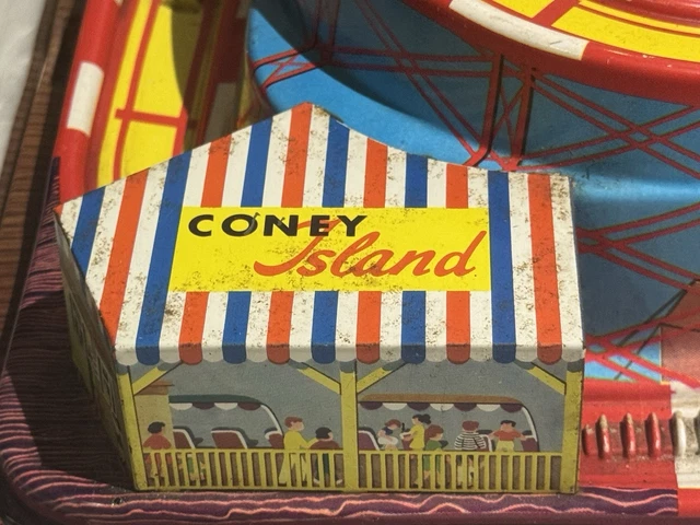 Jouet Vintage Technofix Coney Island, Boîte En Fer Avec Clé, Années 60, Allemagne