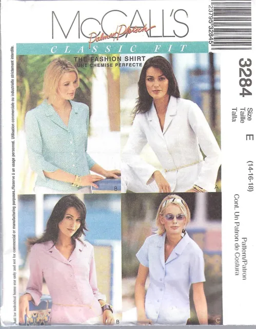 UNCUT McCalls Sewing Pattern Misses Button Front Shirt Blouse 3284 OOP SEW FF