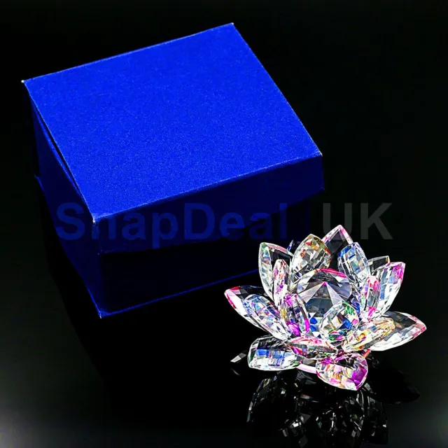 Large  Multi Crystal Lotus Flower Ornament With Gift Box  Crystocraft Home Newuk