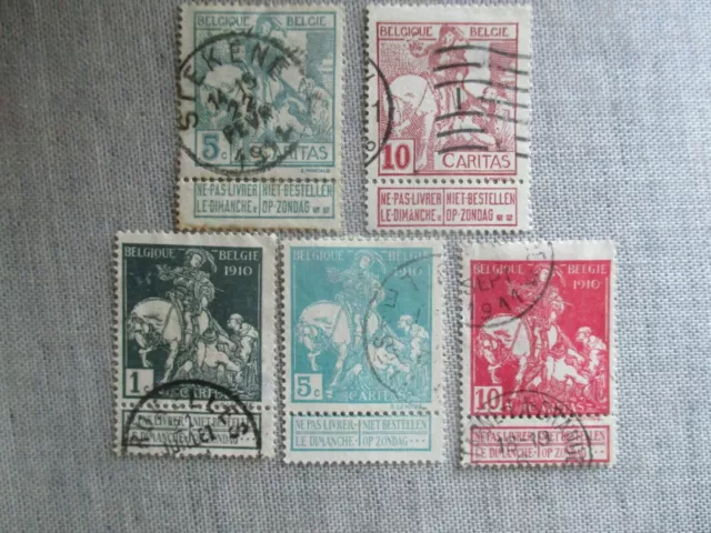 Belgium, Scott# B3-B5, B7-B8, used