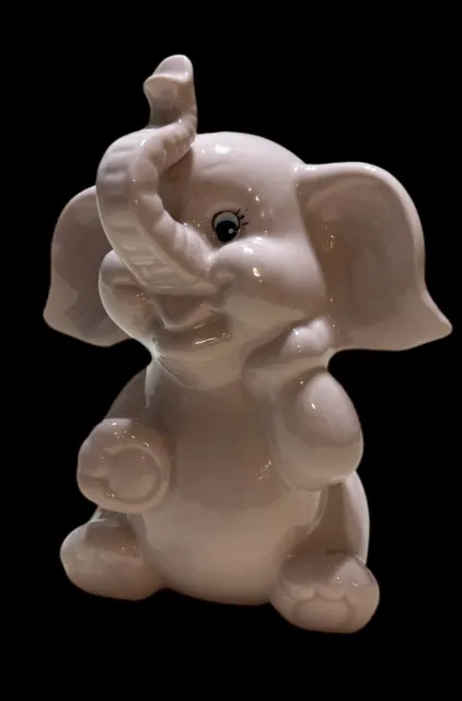 Vintage Adorable Chubby Little Pink Elephant Ceramic Bank