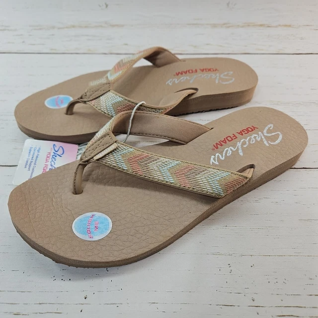 Skechers Meditation Sunny Days Size 10‎ Woven Flip Flop Sandals Tan Yoga Foam Meditation Luxe - Sunny Glow main image 4