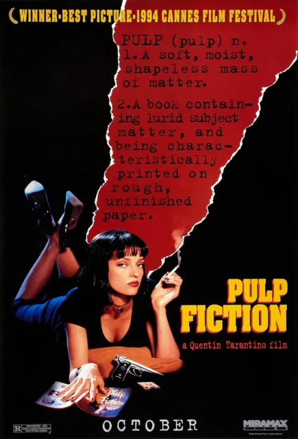 UNFRAMED Pulp Fiction Movie Poster Canvas High Quality Print Decor B