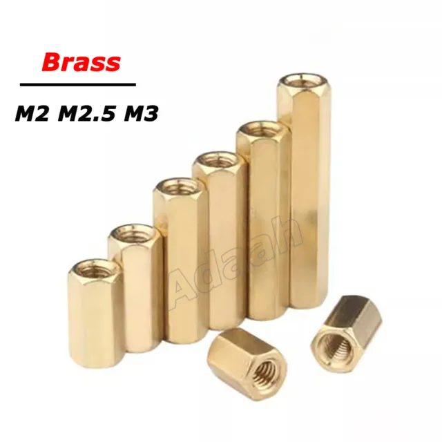 Brass M2 M2.5 M3 Hex Female-Female Standoff Pillars PCB Spacers Studs Screw Nuts
