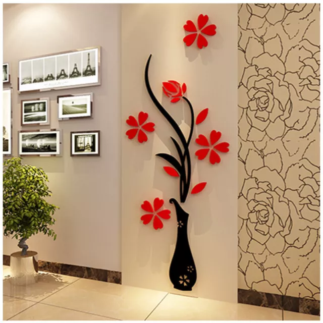 3D DIY Vase Flower Plum Tree Vinyl Art Wall Sticker Mural Decal Home Room Decor