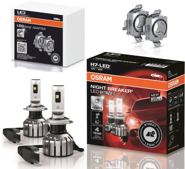 OSRAM Night Breaker H7 LED GEN 2 Nachrüstlampen + Adapter für Mercedes W204 S204