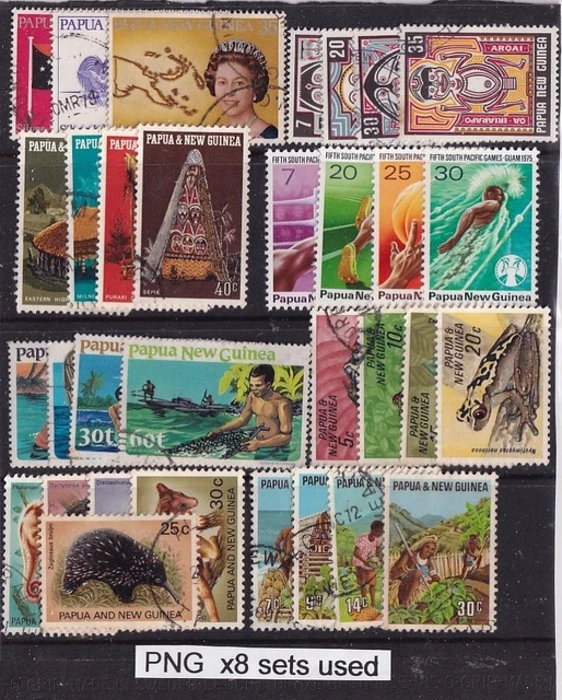 COLLECTION.... PAPUA New Guinea x8 different used sets $8.00 - PicClick AU