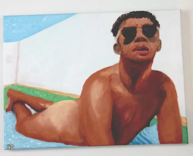 Original Bad Billy Boy Posing Nude Oil On Canvas Cmx Cm By