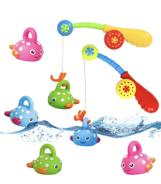Cute Kids Toddler Baby Bath Fishing Net Toy Fun Floating Pool Game