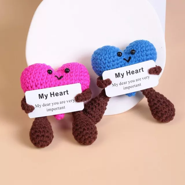 Office Decor Heart Doll with Card Plush Doll Toy Hand Knitted Love Heart