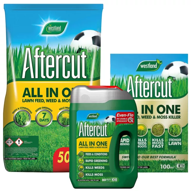 Aftercut All in One Lawn Thickener Feed, Weed & Moss Killer Westland Gardening