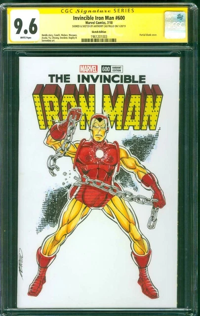 Invincible Iron Man 600 CGC SS 9.6 Original art Issue 100 Homage Sketch 2018