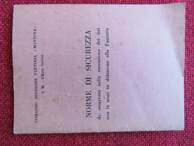 MANUALE DIVISIONE DI Fanteria Mantova Norme Di Sicurezza Armi Breda