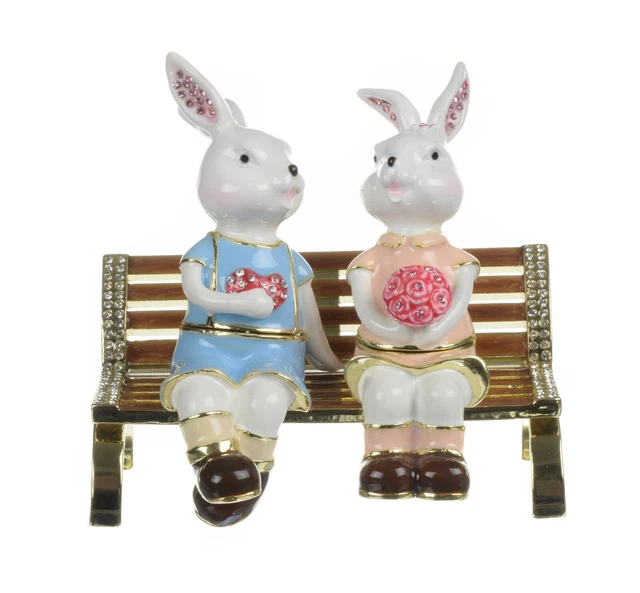 Apins amoureux Trinket Box fabriqué à la main par Keren Kopal avec des cristaux