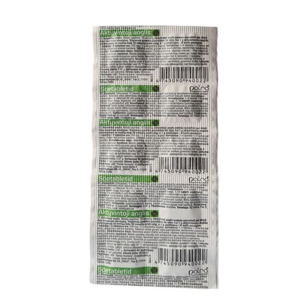 Activé Carbone 10 Comprimés 250mg Chaque Ballonnement Soutien Digestif Fonction