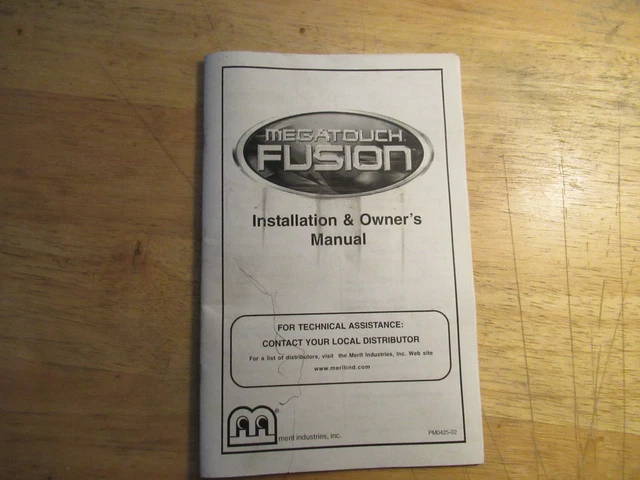 FUSION MEGATOUCH MERIT     ARCADE video GAME  owners manual
