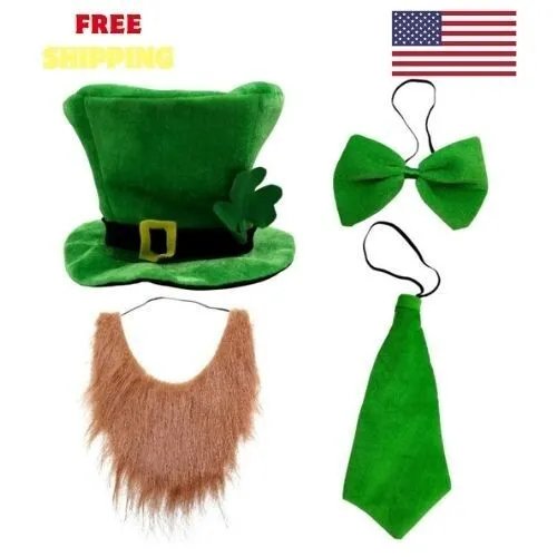 St. Patrick's Day Party Costume Hat, Tie, Bow Tie, Beard  For Women and Men US