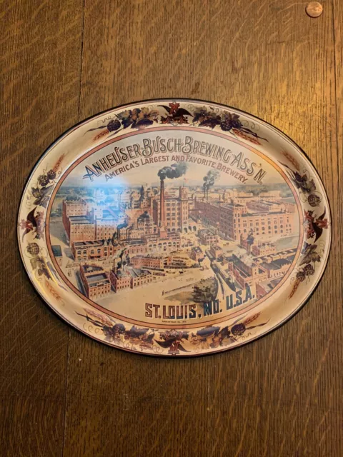 Budweiser Anheuser-Busch Brewing Ass’n, Brewery, St Louis, Mo.,  Oval Beer Tray