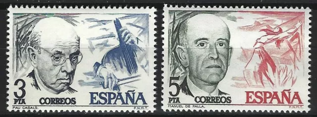 Centenario de Pau Casals y Manuel de Falla 1976. Edifil 2379-2380 Nuevo**