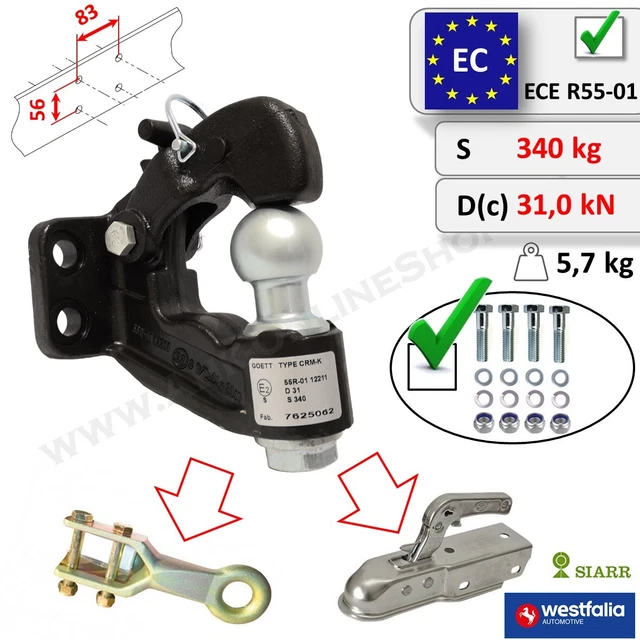 Testa Sferica Gancio Traino 50 Mm – Portata 3.5 Tonnellate, Ricambio Universale - 3