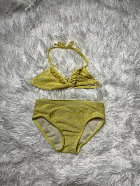 sol toddler yellow polka dot Bikini 2 Piece Ruffle Top Size 2t Bathing Suit Swim