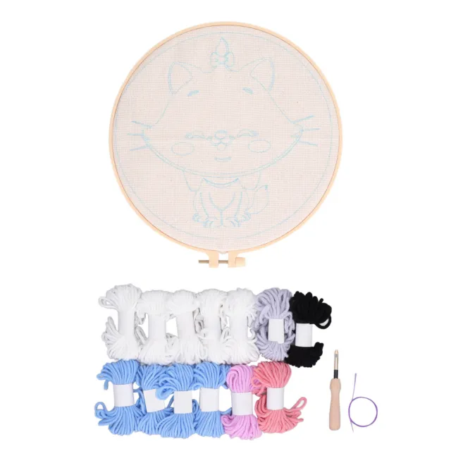Punch Needle Kit 13Pcs Decompression Wool Painting Hoop 9.8In Frame Material