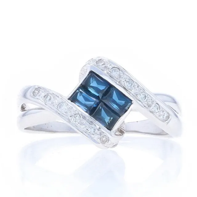 Le Vian Sapphire & Diamond Cluster Bypass Ring White Gold 18k Rectangular1.62ctw
