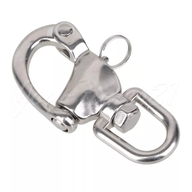 Heavy Duty 304 Grade Stainless Steel Snap Shackle with Large Swivel Fixed Bail