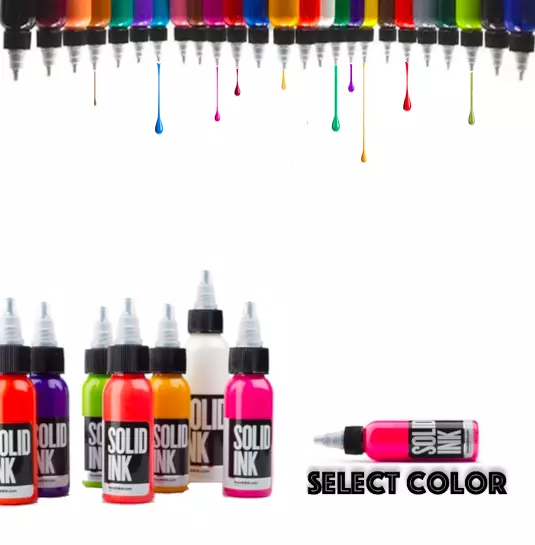 SOLID Tattoo Bright Ink Individual Single 2 oz Bottle Select Color Authentic USA
