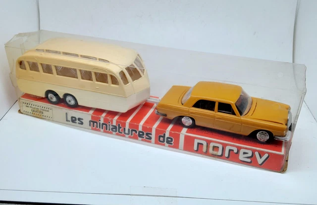 Miniature NOREV – Mercedes 250 SE Avec Caravane Hénon, Orange, échelle 1/43