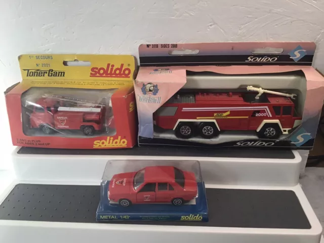 Vintage Solido Die-Cast Model Fire Engine Job Lot X3 Made in France