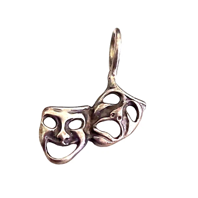 Sterling Silver Tragedy & Comedy Drama Necklace Pendant