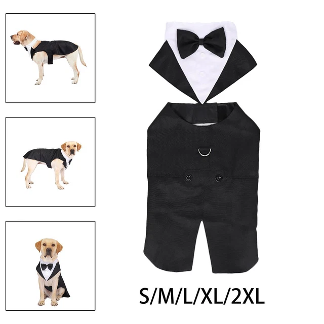 Haustier Hund Kostüm Bandana Fliege Set Hochzeit Anzug Schwarz Zubehör