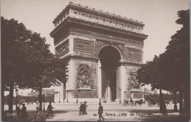 RPPC Postcard Place de L'Etoile L'Arc de Triomphe Paris France