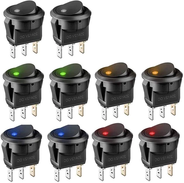10 Pezzi Interruttore 12V Nero, XCOZU Interruttore on off Interruttori Pulsanti
