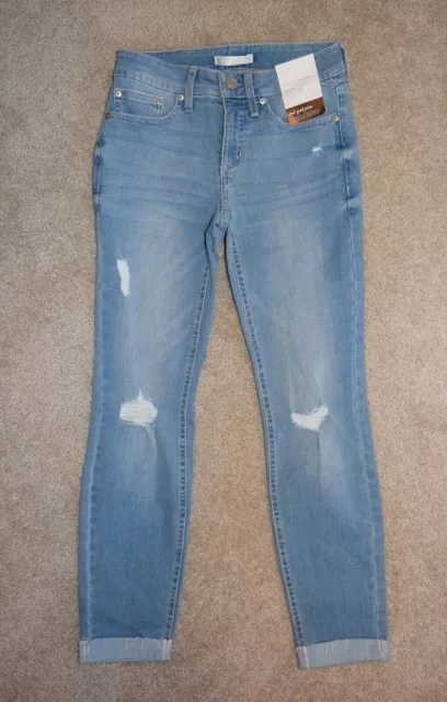 New Womens LC Lauren Conrad Jeans 2 Skinny Leg Ankle Distressed Stretch Denim