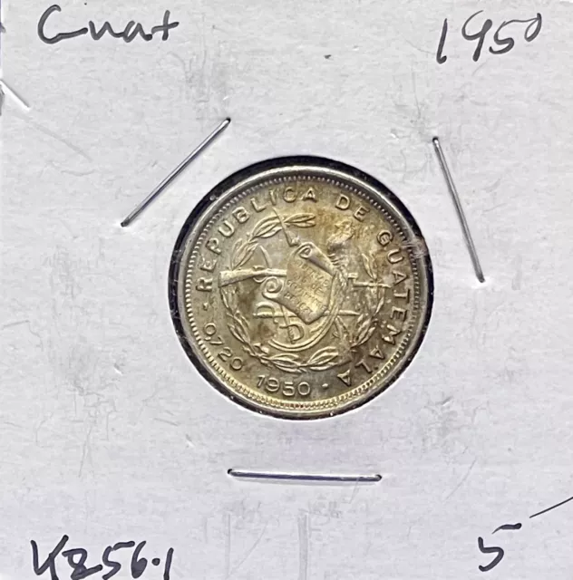 1950 Guatemala 10 Centavos (Toned Unc.)