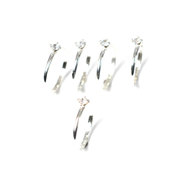 Wholesale 5Pc 925 Solid Sterling Silver Cut Cubic Zirconia Ring Lot Z375