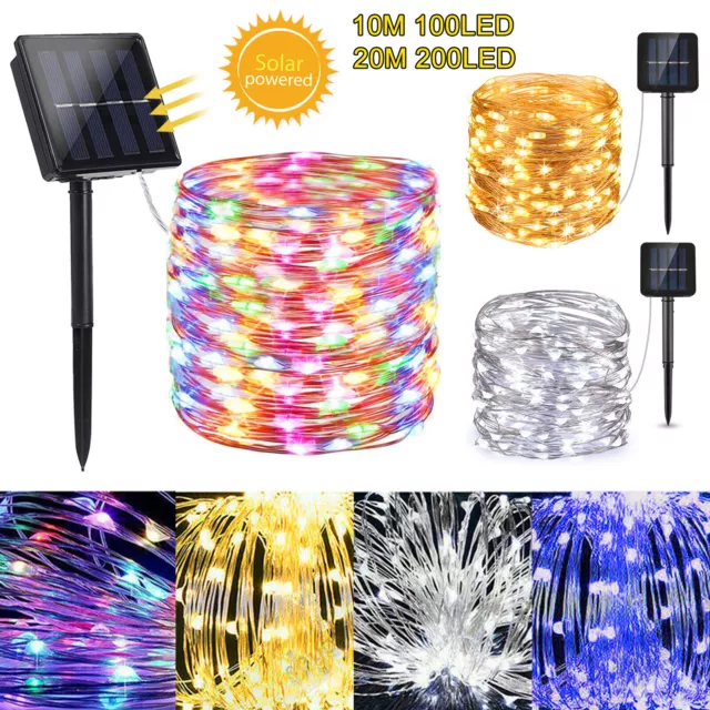 100-400LED Solar String Lights Waterproof Outdoor Christmas Garden Party Decor
