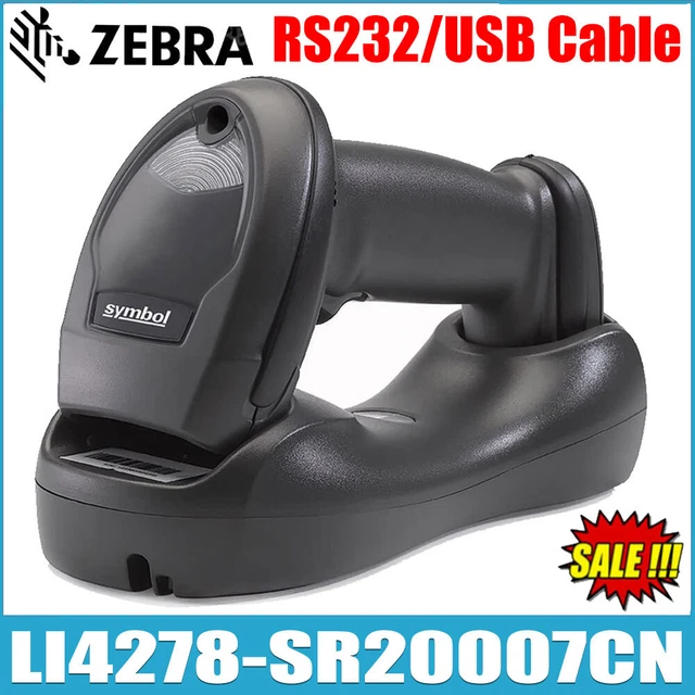 ZEBRA LI4278SR20007CN 1D Bluetooth Barcode Scanner W/ USB /RS232 Cable