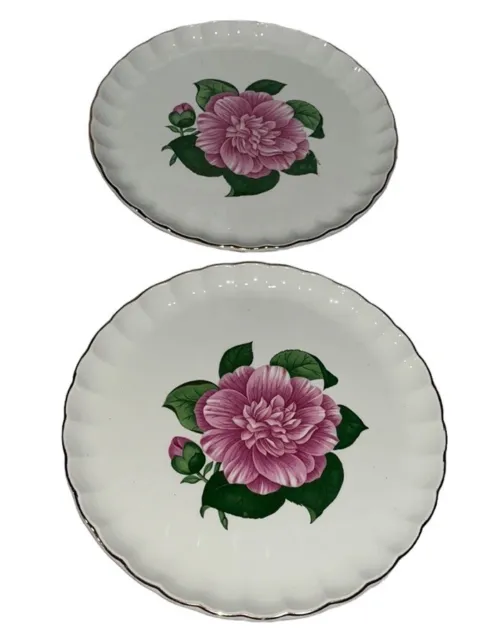 Pair WS George ‘CAMELLIA’  Bolero 9 1/2” Dinner Plates W/Gold Trim