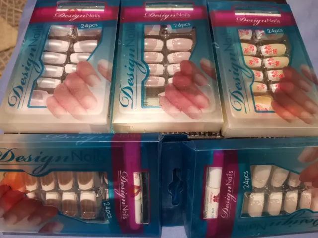 Joblot Short Square False Nails. 5 Boxes 120 Full Cover Fake Nail Tips.......